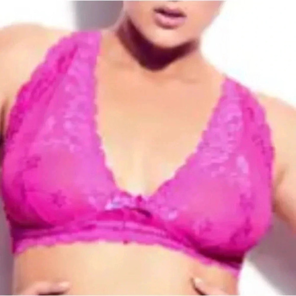 Fox And Royal Plus Size Bralette Wireless Hot Pink Bra Size Large/ 20 - Picture 2 of 11